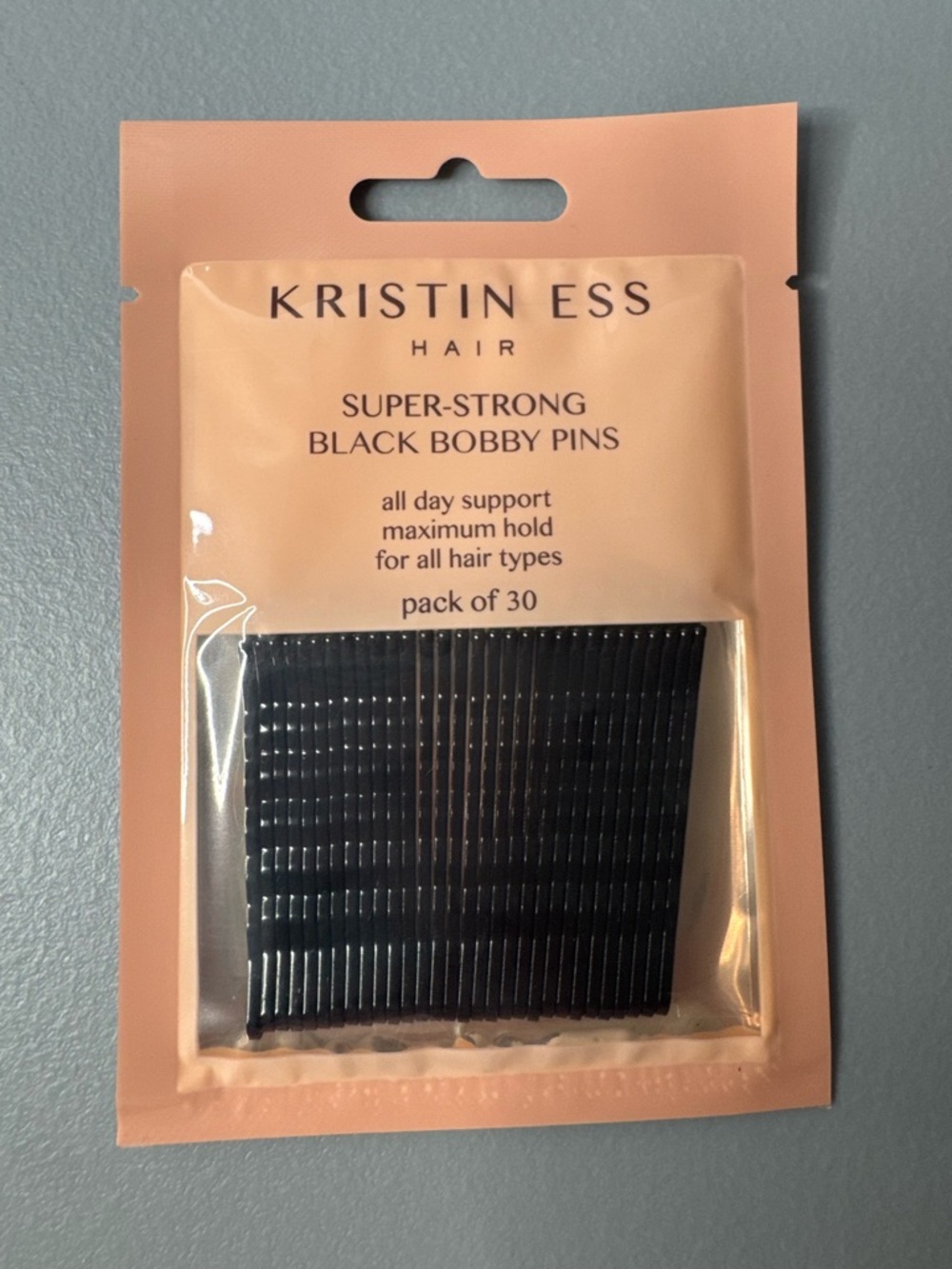 Kristin Ess Super-Strong Black Bobby Pins - Pack of 30 maximum hold all day supp